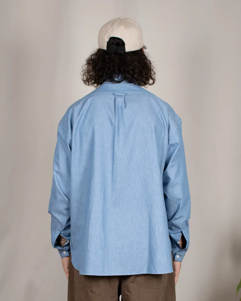 Long Sleeve Baggy Shirt Cotton Light Indigo – Image 8