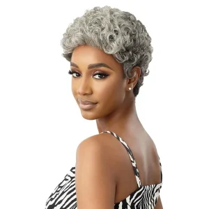 Perruque Courte Cheveux Humains Grise Dina - Outré